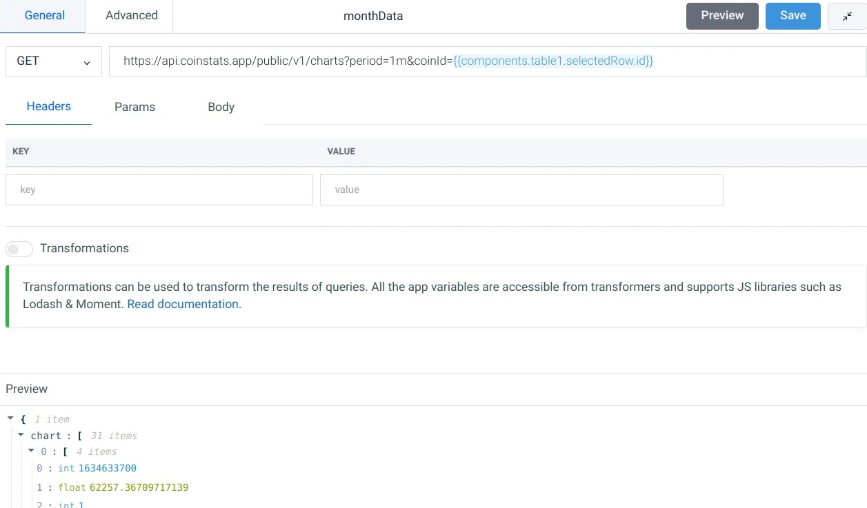 Create a query to fetch data - cryptocurrency dashboard