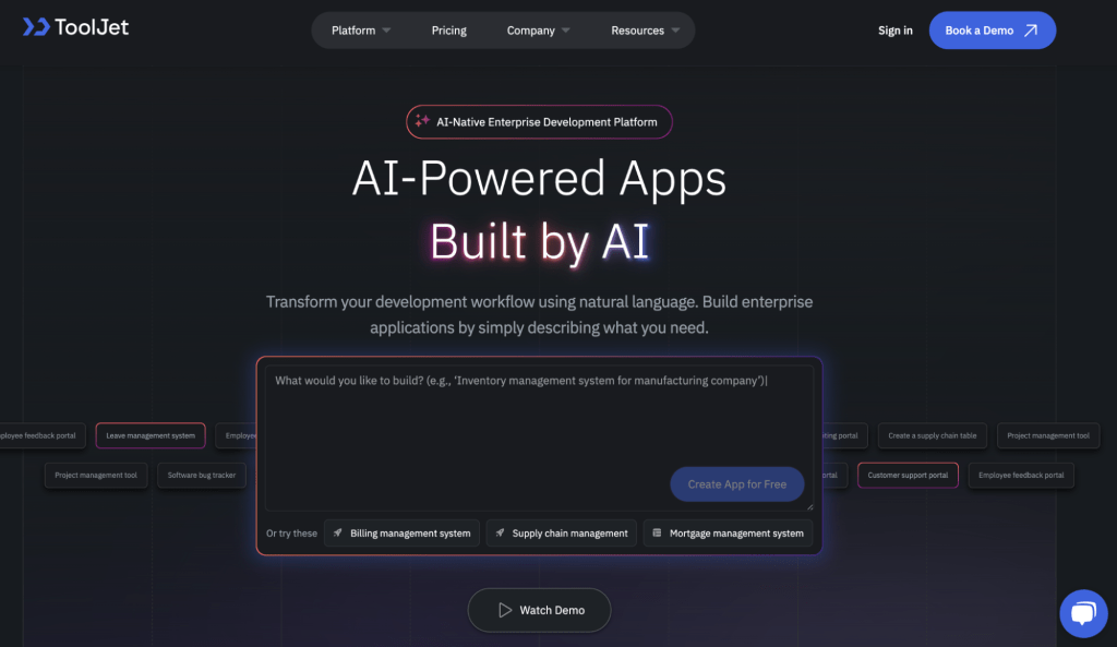 Top low code/no code development platform for developing custom internal tools-Tooljet