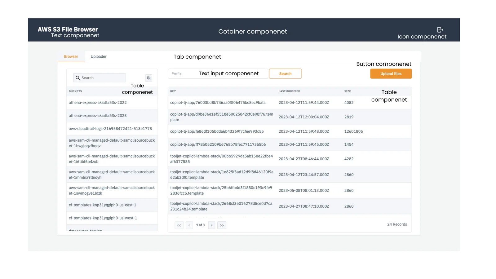 Browse through the existing buckets - aws s3 browser