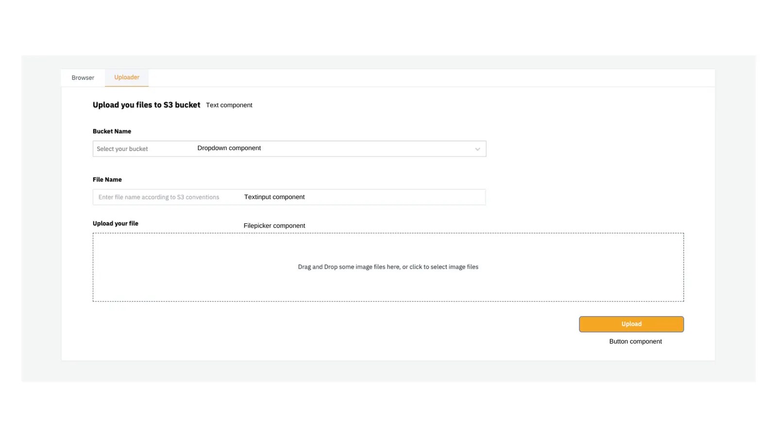 Building the Uploader Tab - aws s3 browser