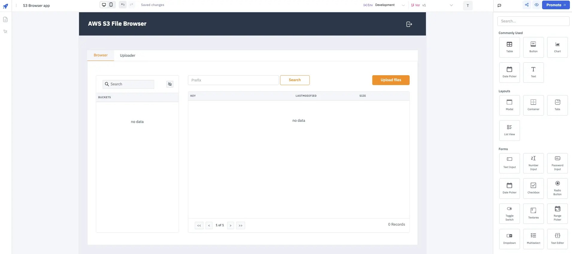 Building the browser tab - aws s3 browser
