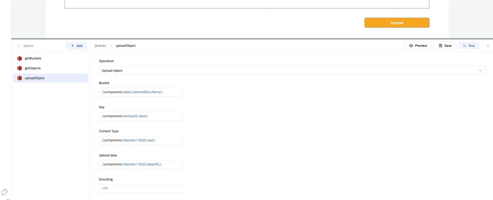 Dynamically fill the query fields - aws s3 browser
