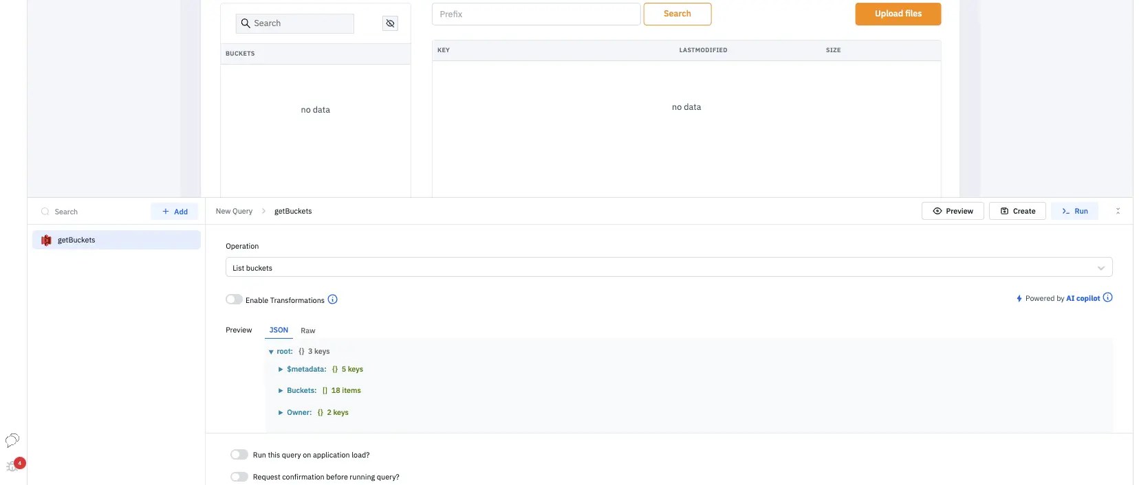 creating the S3 queries - aws s3 browser