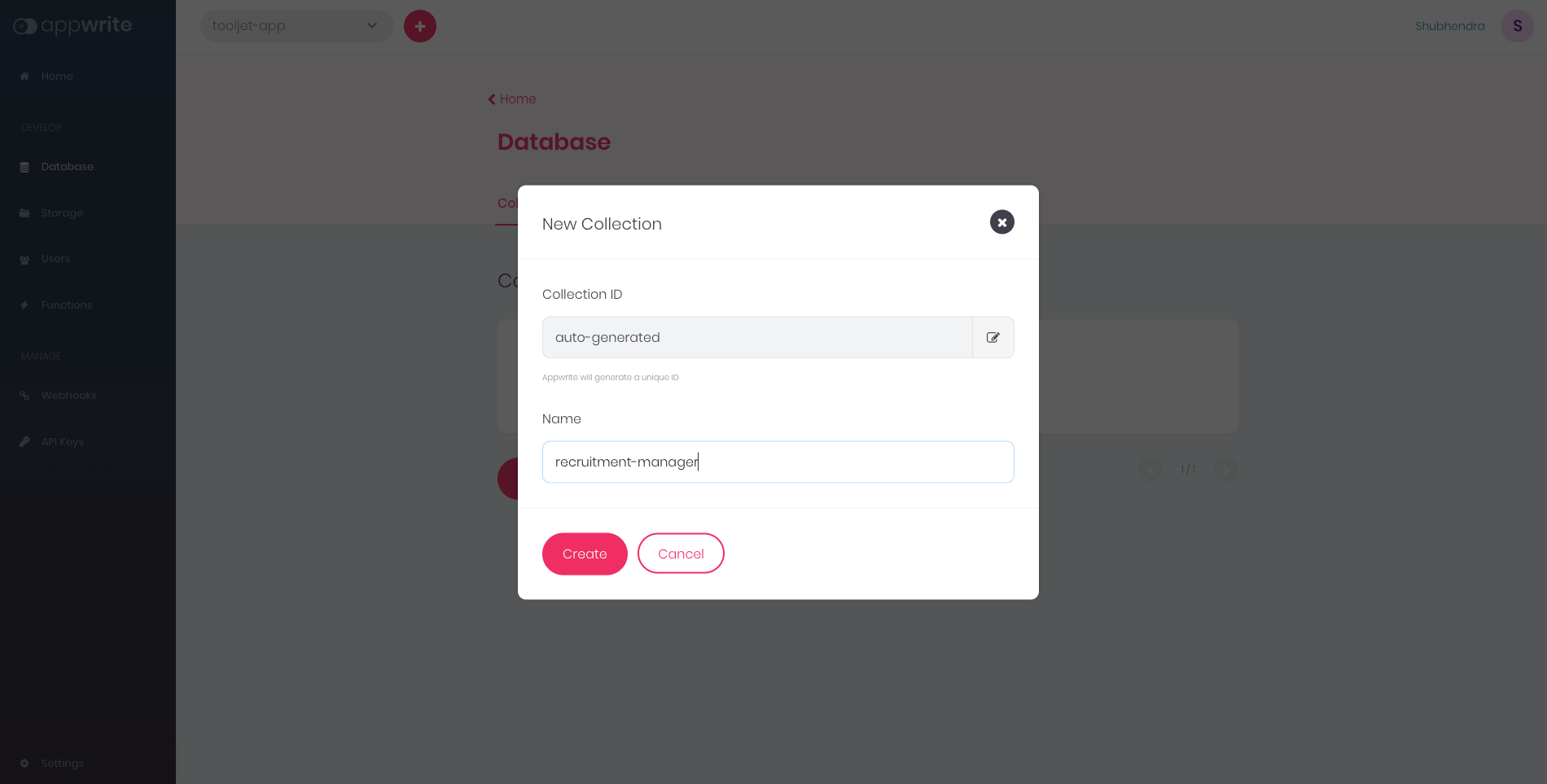 Appwrite - collection name