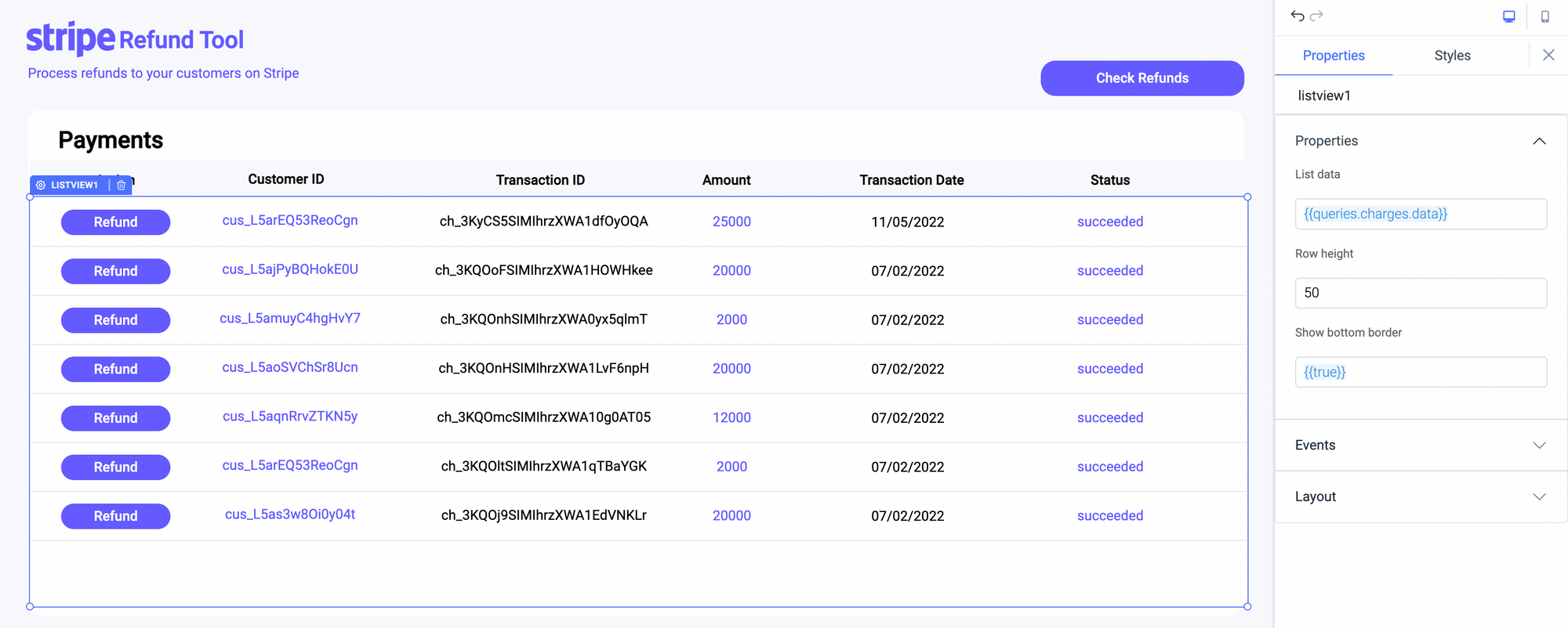stripe refund tool dashboard