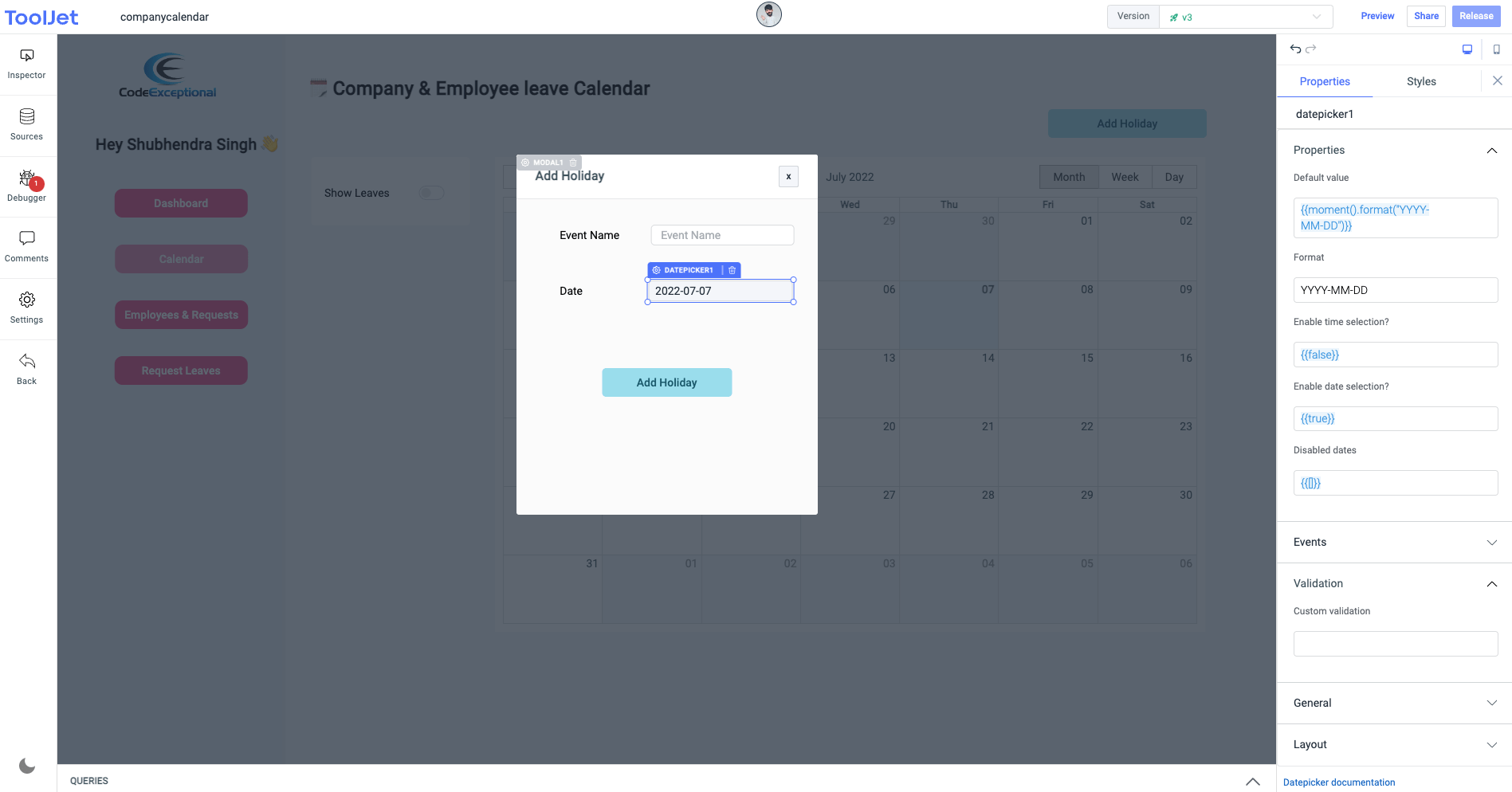 Event Name and Date - mongodb