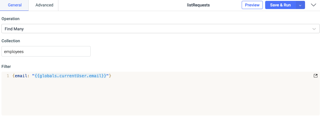 listRequests - mongodb