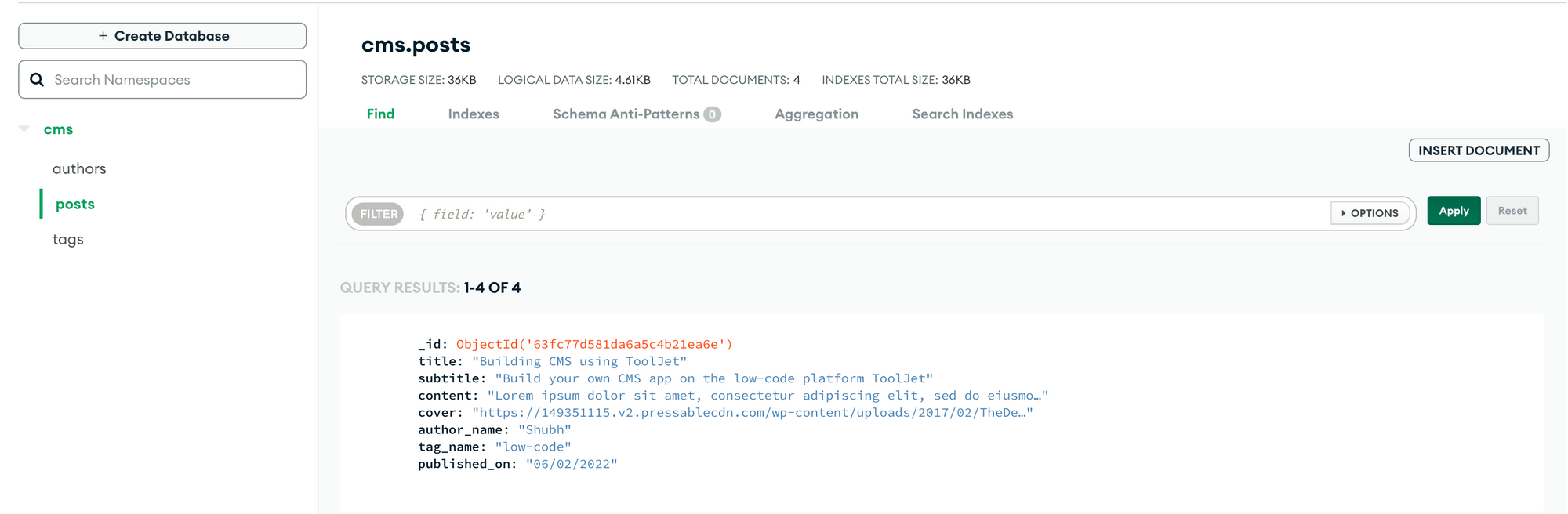 content management system (CMS) - datatype records
