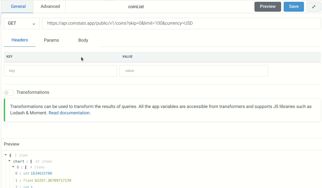 Run the query - cryptocurrency dashboard
