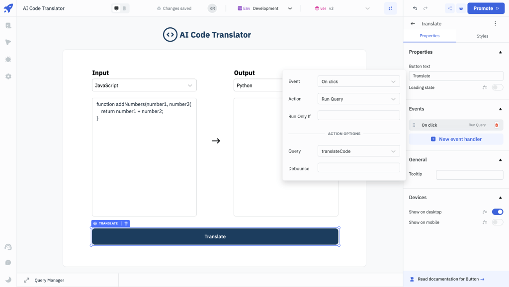 Configure Event on Button