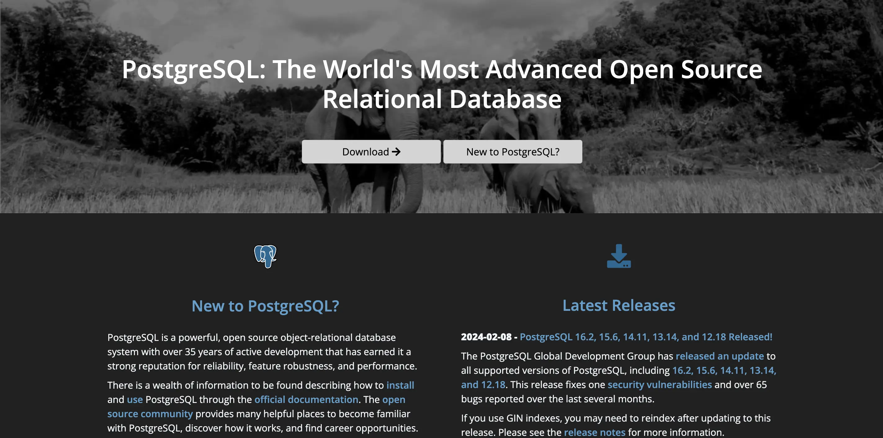 PostgreSQL Homepage