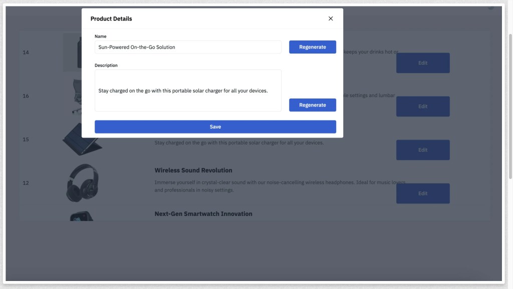 Product Name and Description Generator