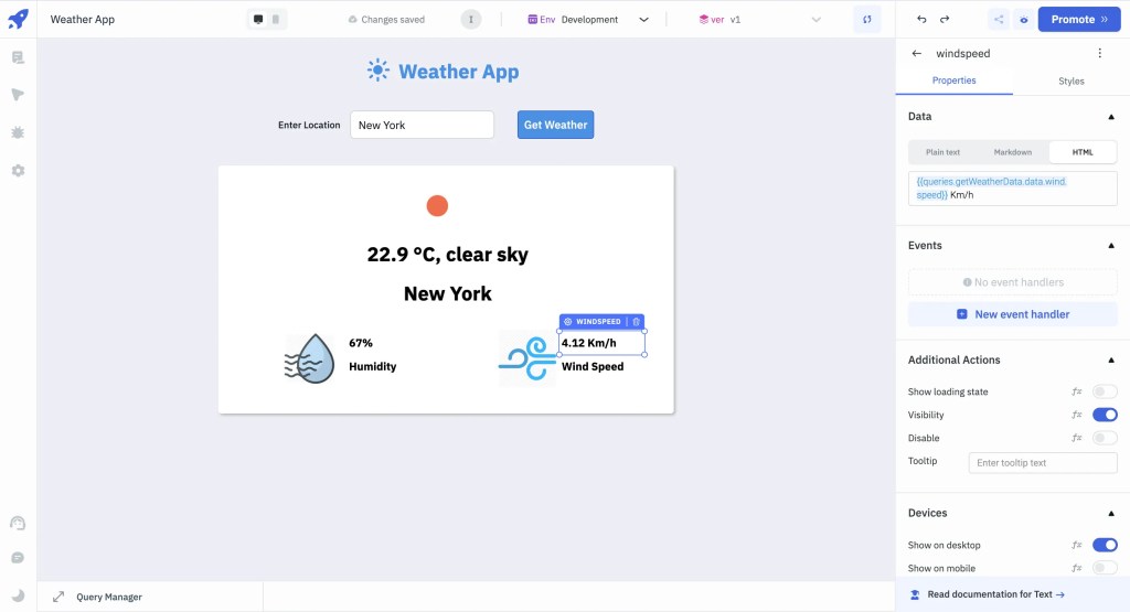 OpenWeatherMap API - location Input component.