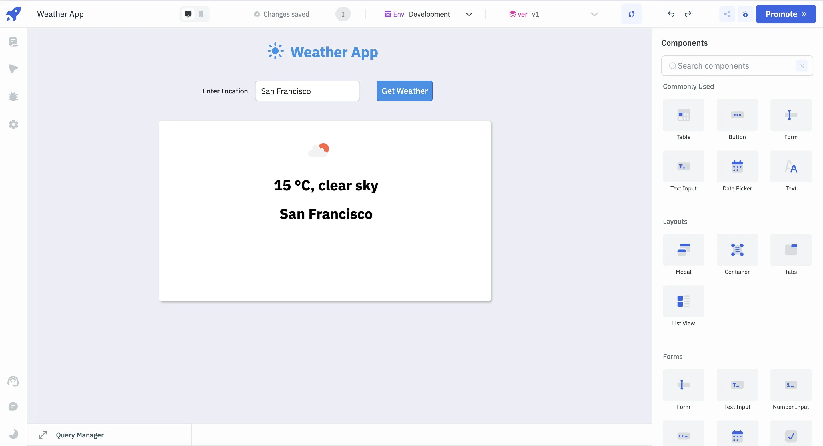OpenWeatherMap API - displaying the weather data.
