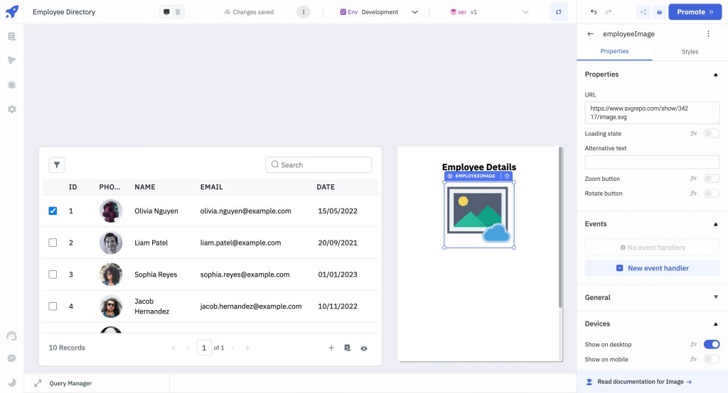 employee Details Text