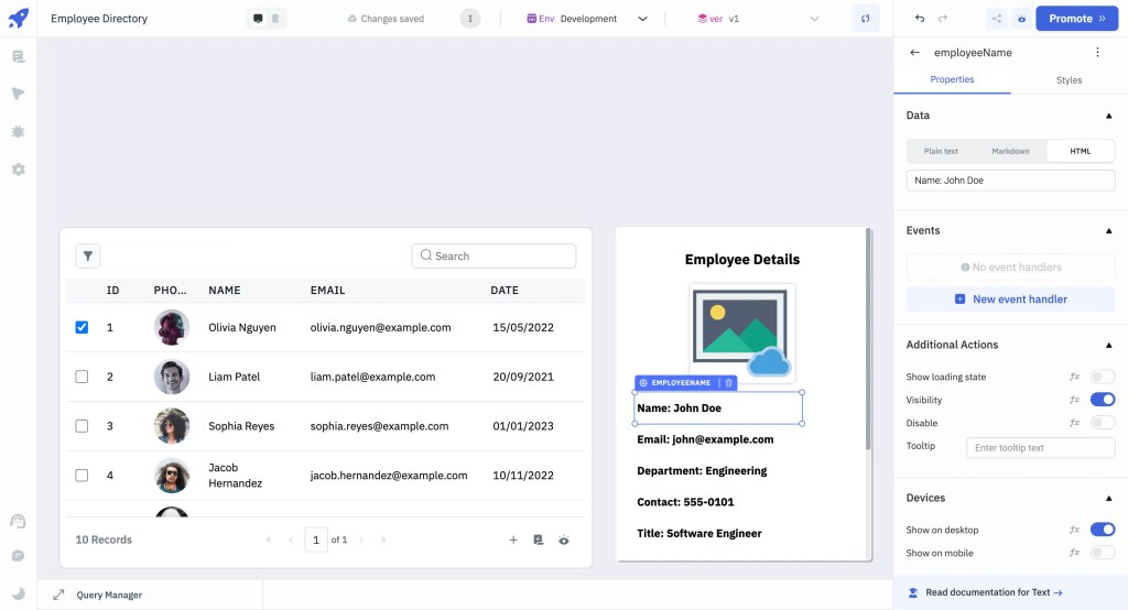 full employee details
