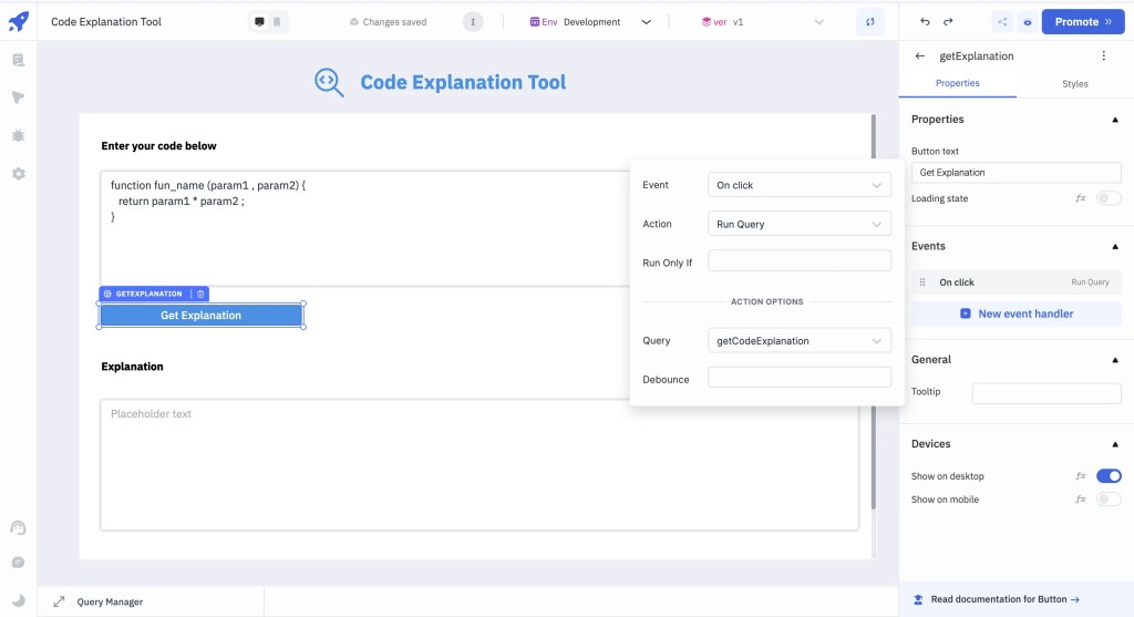 Code Explanation Tool - create a new Event