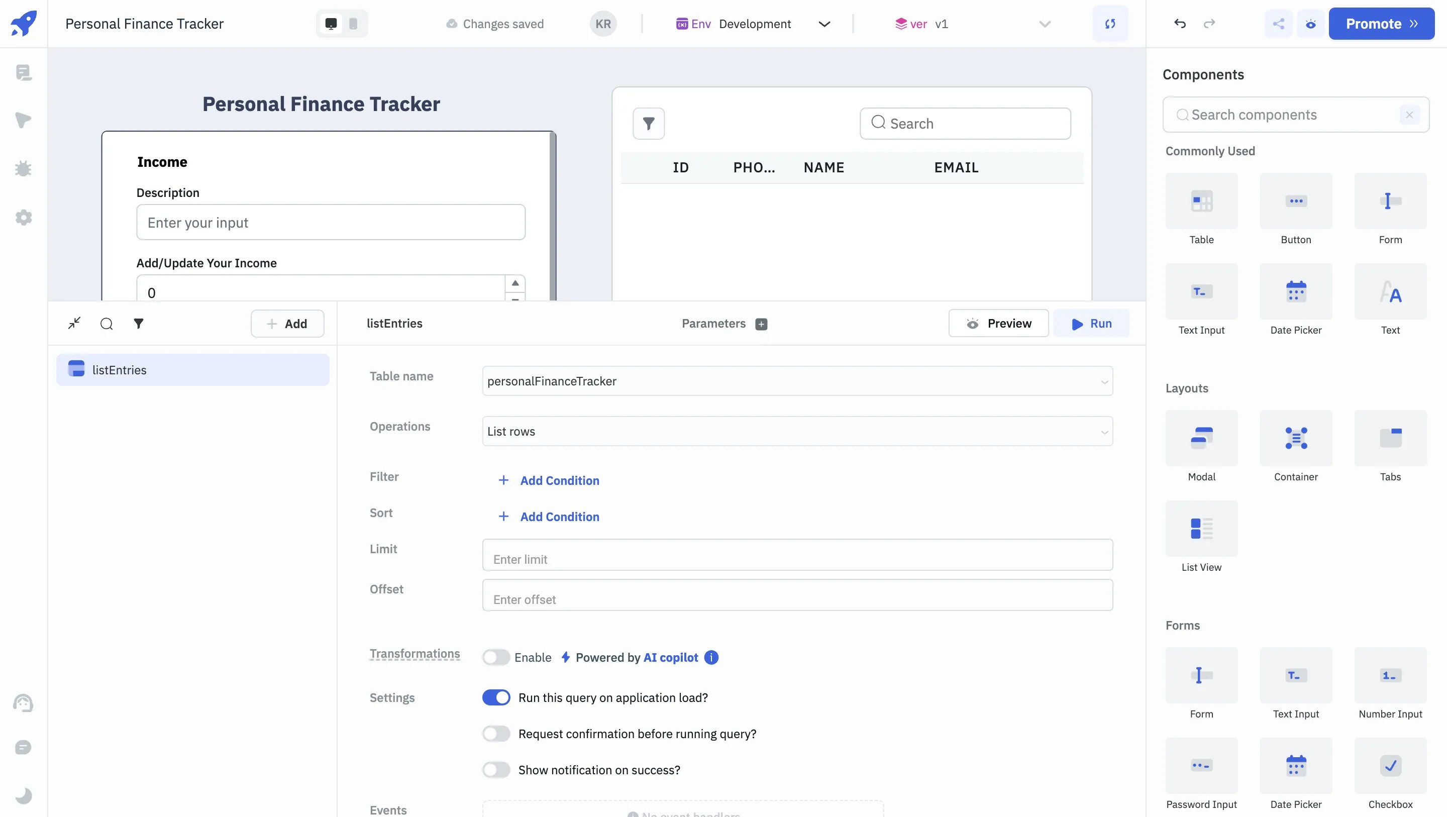 Query to List all entries