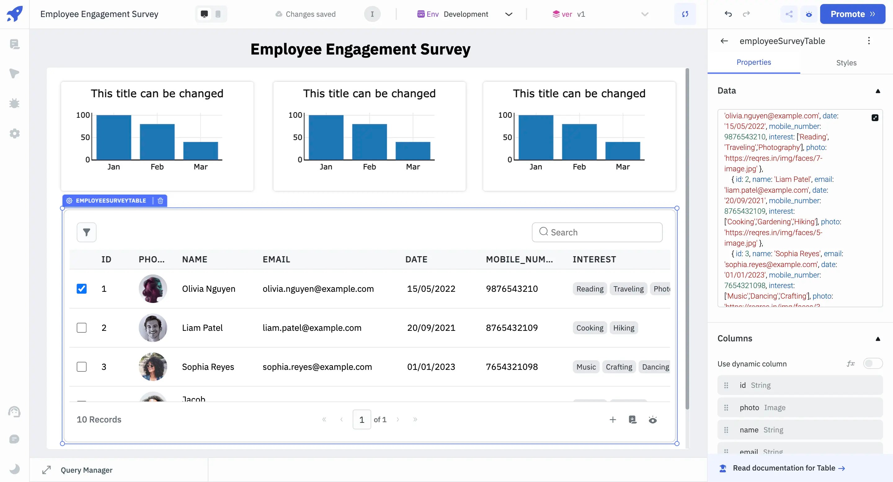 employee Survey Table