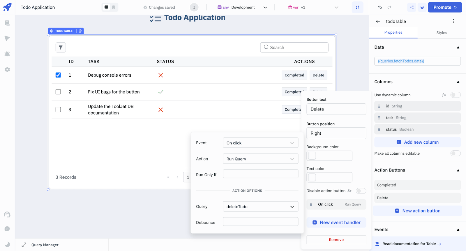 choose the query as deleteTodo.  - Todo Application