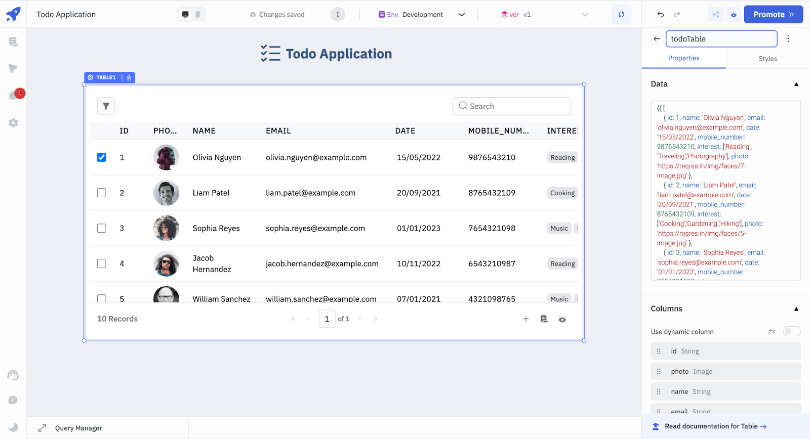 Adding the Table Component - Todo Application