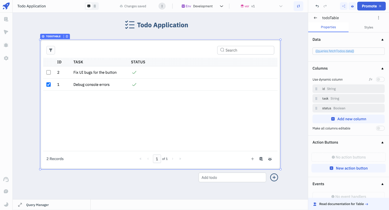 Binding the Fetched Data to todo Table - Todo Application