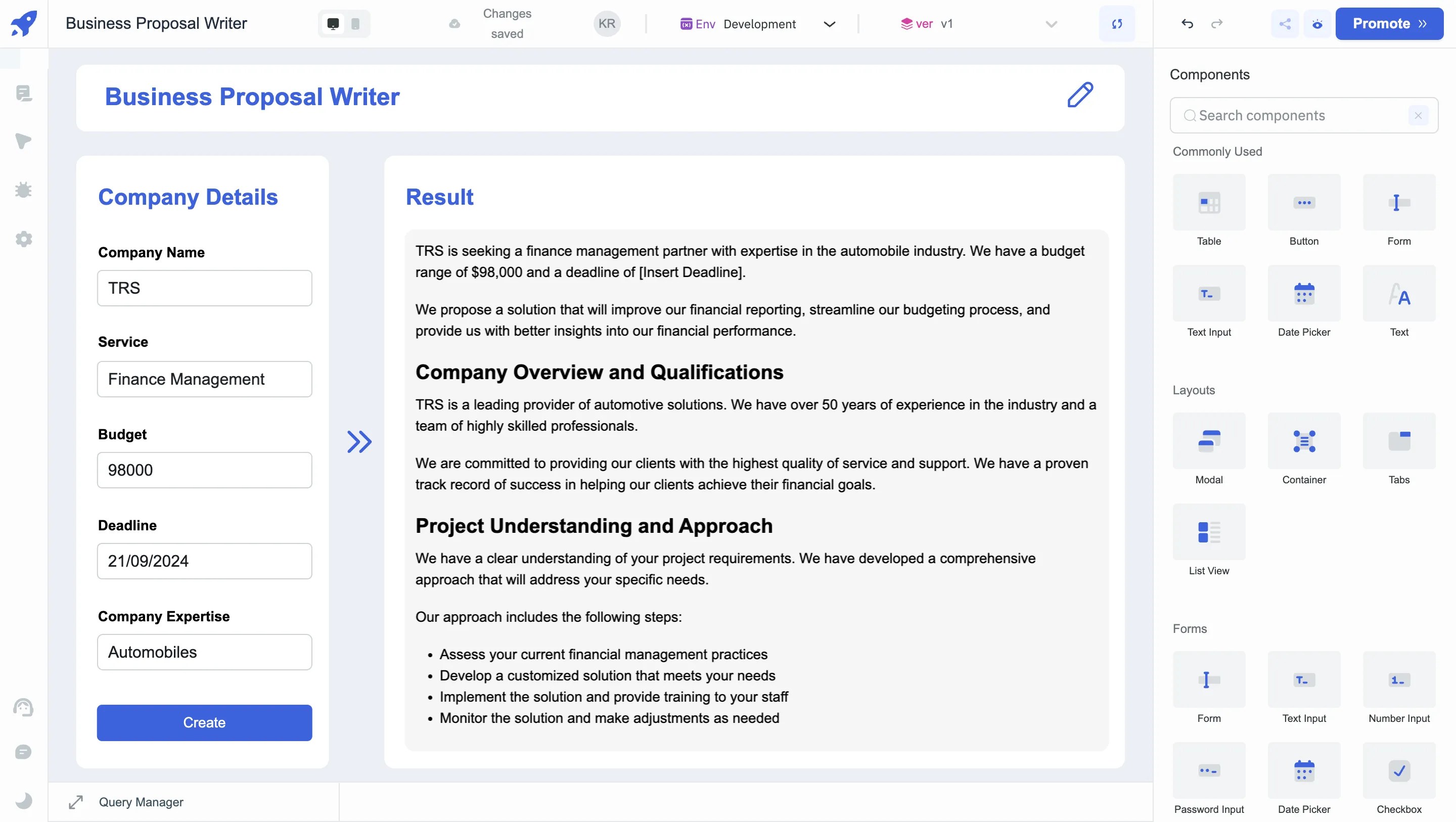 Output Preview of Ai Business Proposal Generator 1 - 