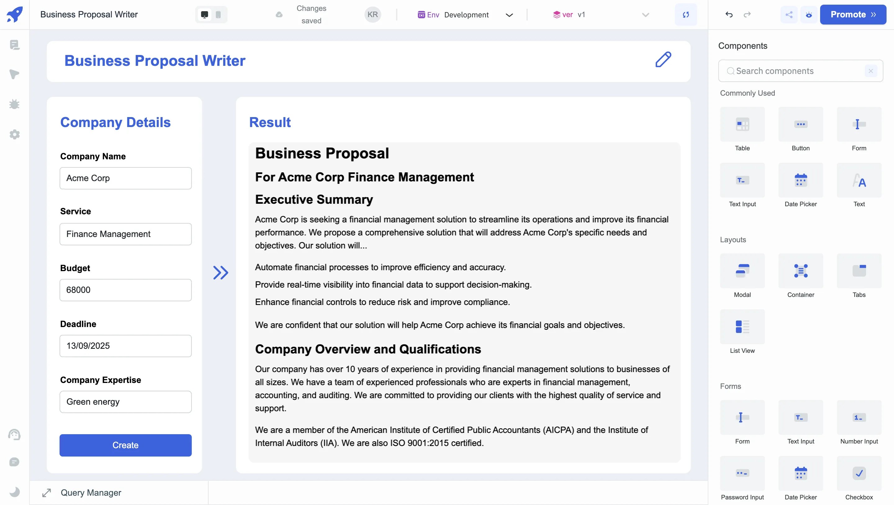 Business Proposal Generator Preview 1
