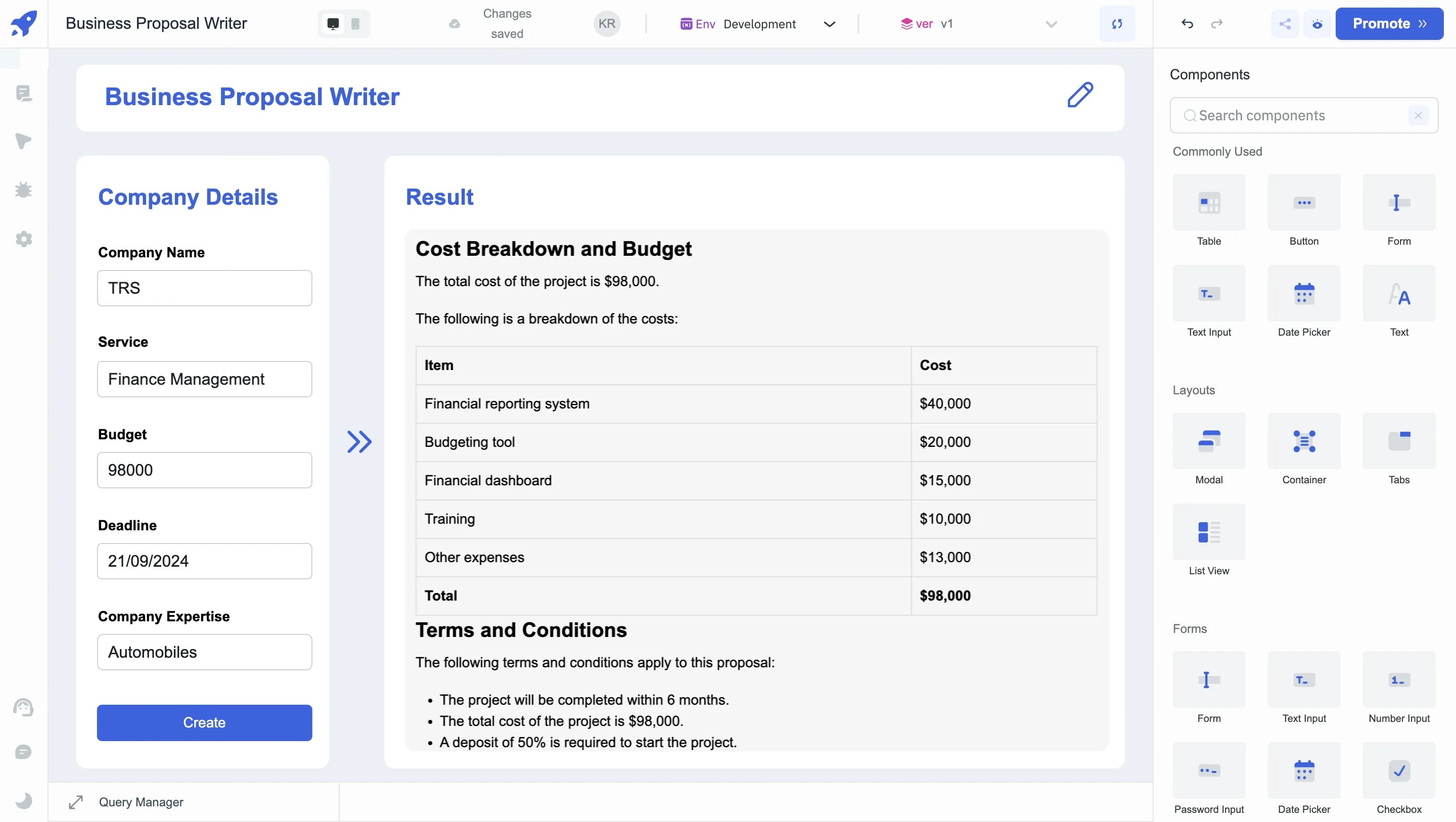 Business Proposal Writer Output Preview 2
