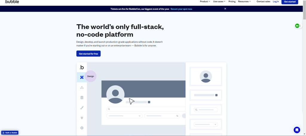Bubble homepage -build business applications