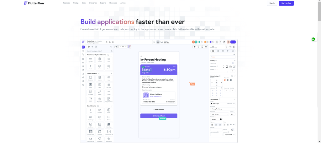 flutterflow homepage- build business applications