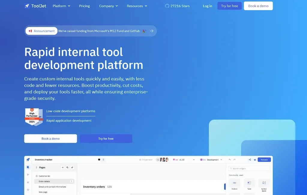 ToolJet - Homepage - enterprise applications