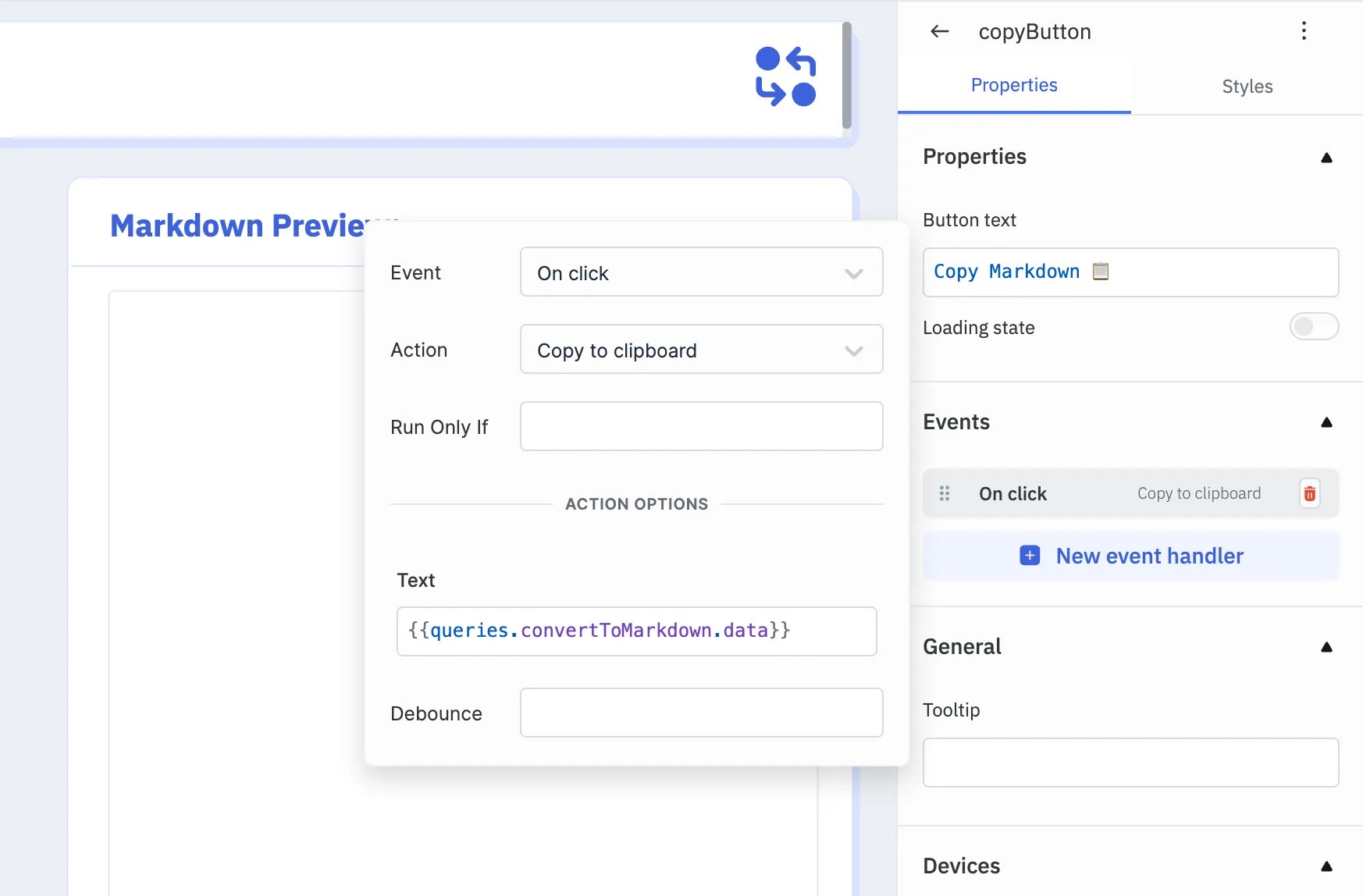 create a event Copy Markdown button - html to markdown