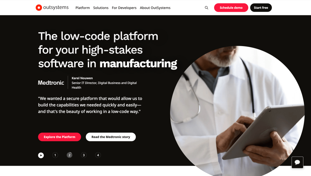 Low code data integration platform with enterprise-grade features-outsystems