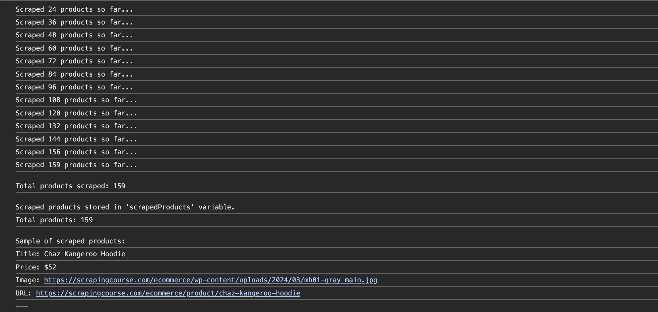 Scraping data code - Web Scraping