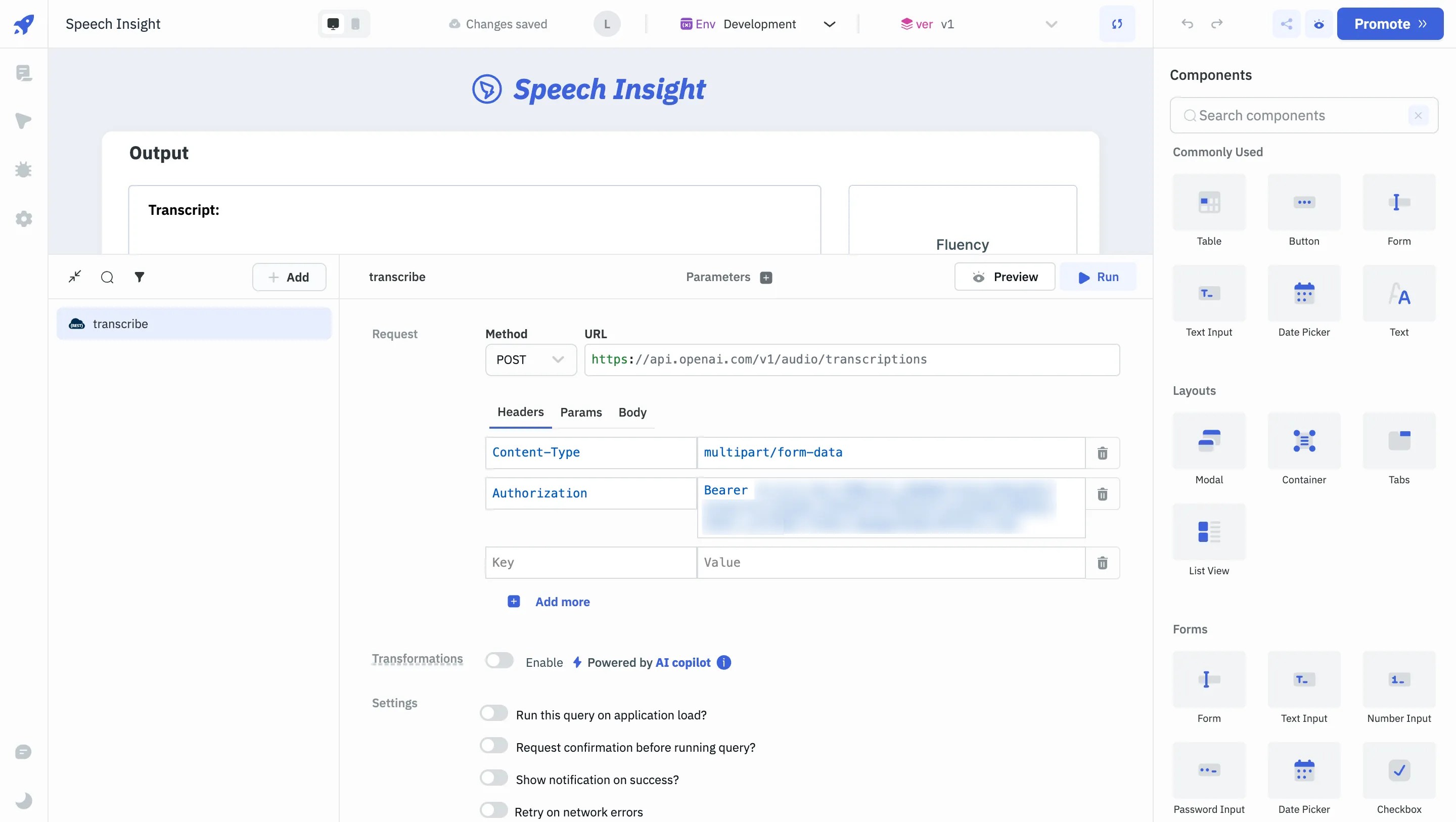 new REST API query - Open AI - Audio Transcriber and Analyzer