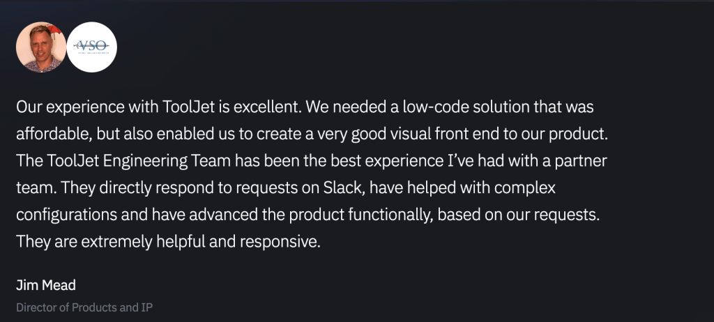 Case study of VSO on low code business process automation