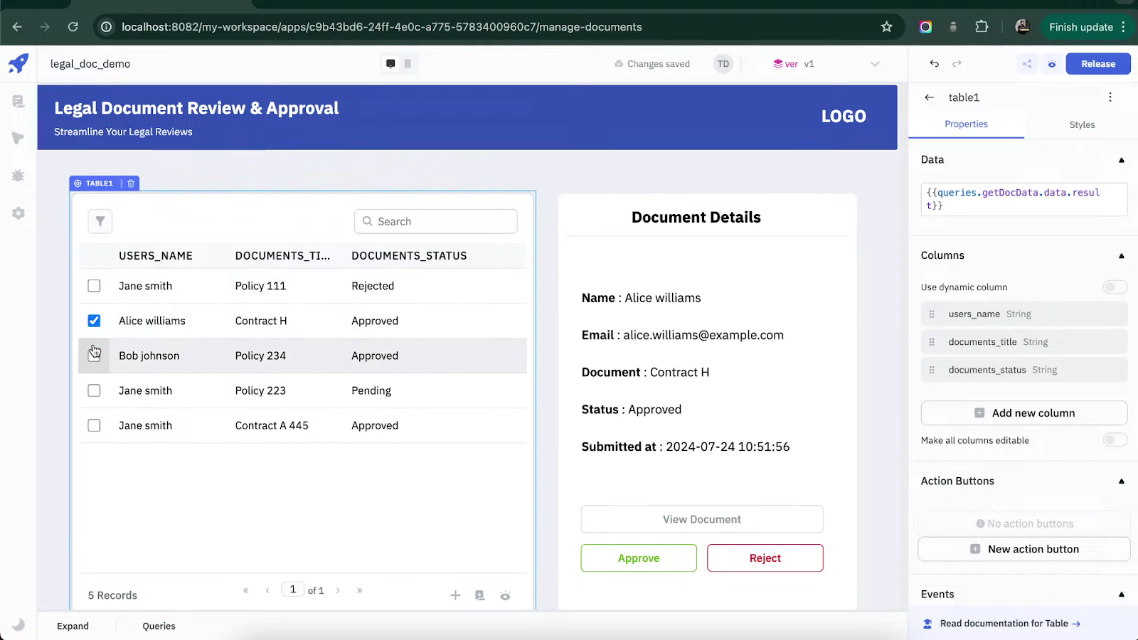 Complete Application Overview - Manage Documents Page