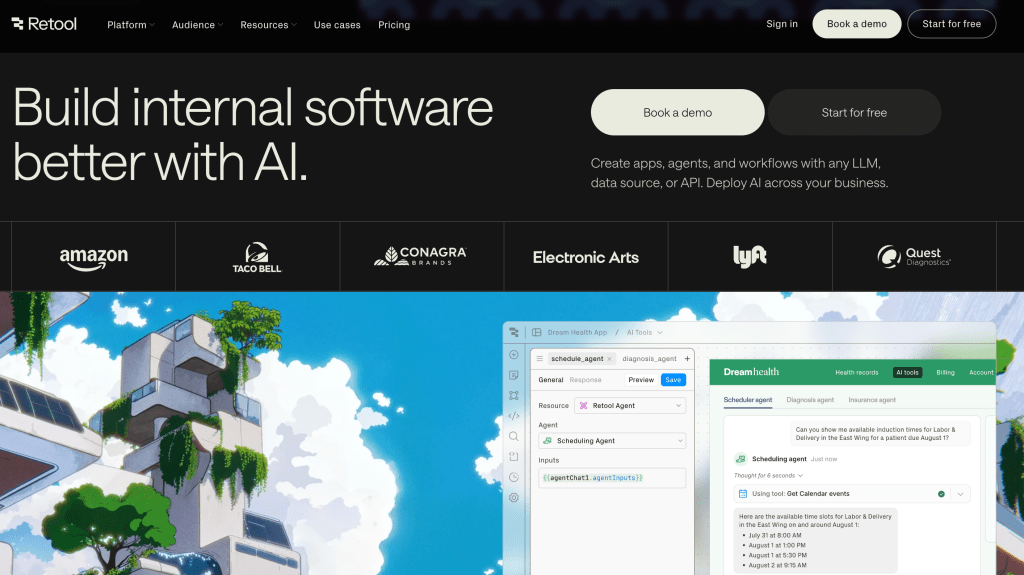 Retool homepage: retool vs Bubble.io