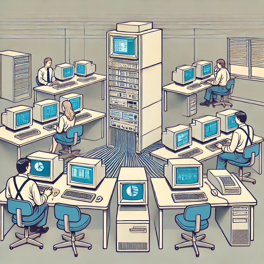 representing the foundational era of software abstraction that paved the way for the drag-and-drop client-server tools
