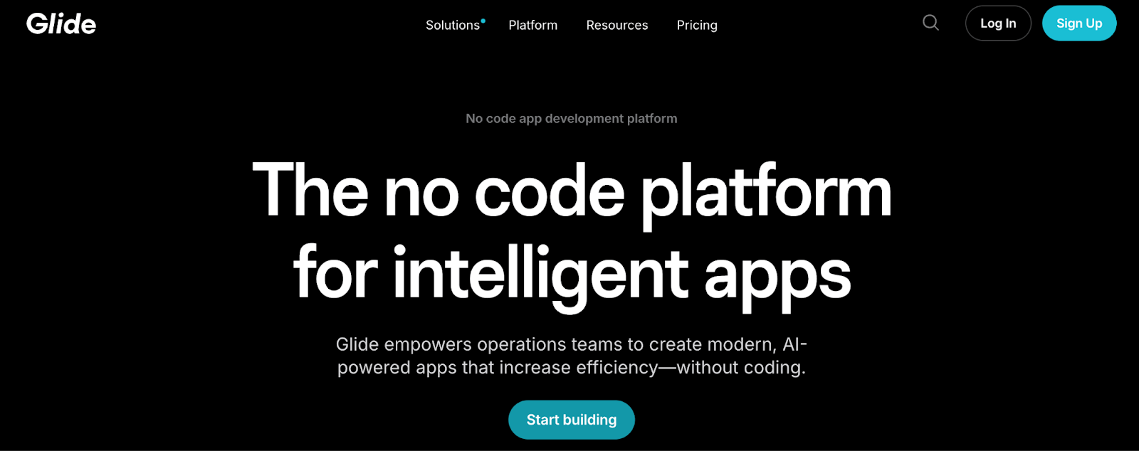 Glide: Nocode app builder for mobile app development with structured layout and functionality. 