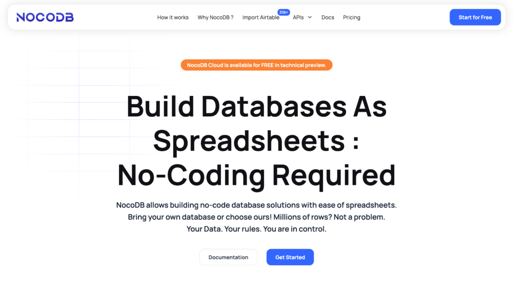 Best open-source low-code platform that converts databases into smart spreadsheet-like interfaces-NocoDB