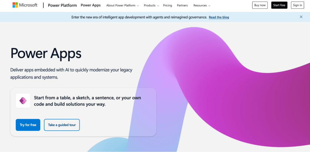 Top low-code platform that allows users to build custom business applications-Microsoft power apps