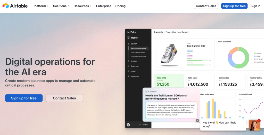 Airtable-an excellent Zoho alternative for teams looking for project planning, CRM, and workflow automation in a single tool.