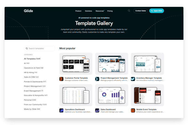 Best free ai app builder to turn Google sheets or Excel data in apps-Glide