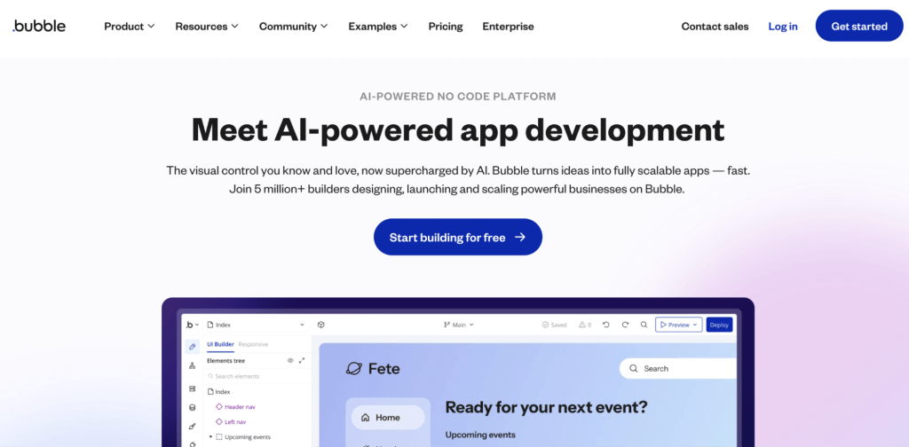Bubble-best Zoho alternative that lets you build full-featured web applications using a visual drag-and-drop builder.