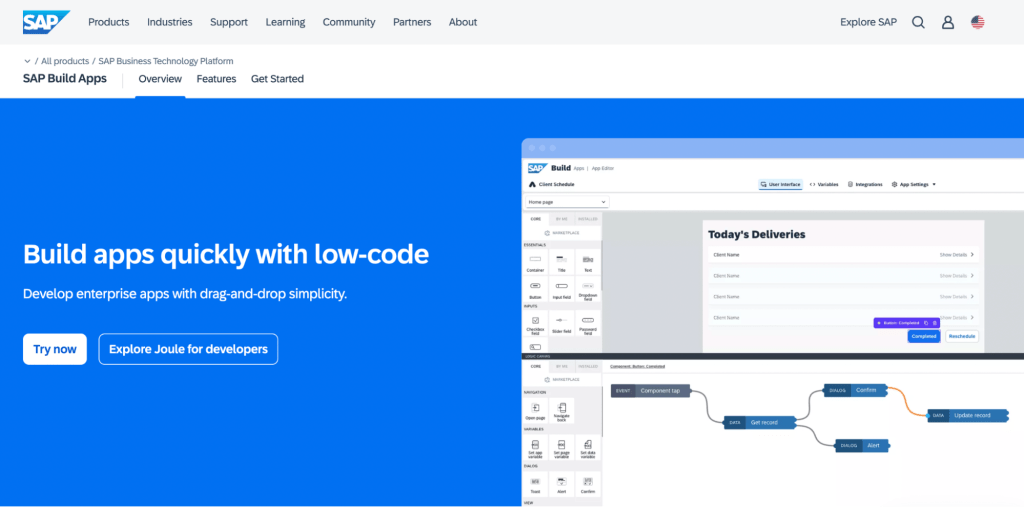 SAP-the best zoho competitor with robust no-code development environment tailored for enterprise use.
