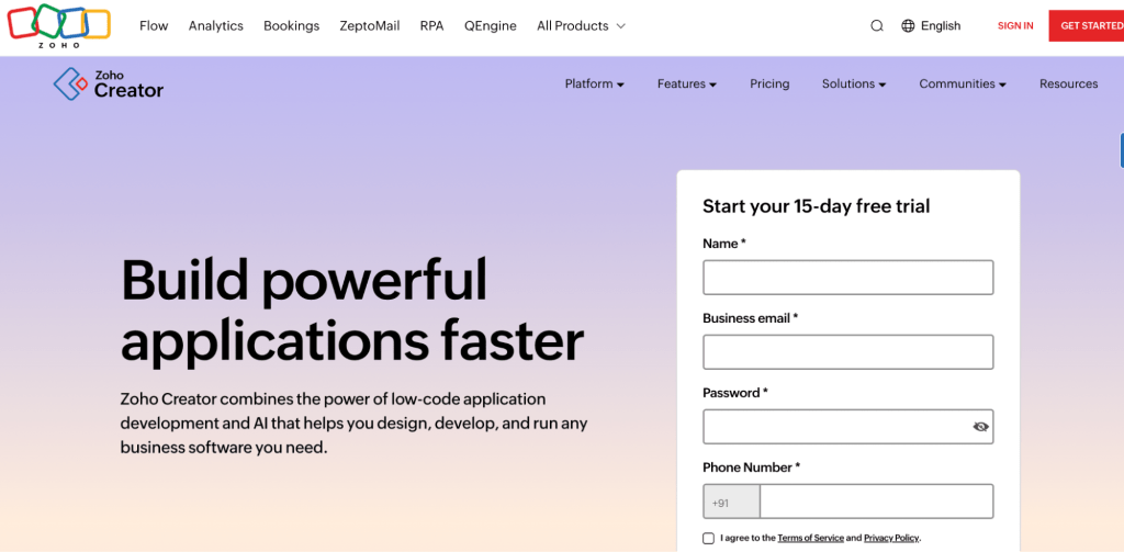 Zoho creator-a versatile low-code platform ideal for SMEs and growing businesses, and a better Wavemaker alternative.
