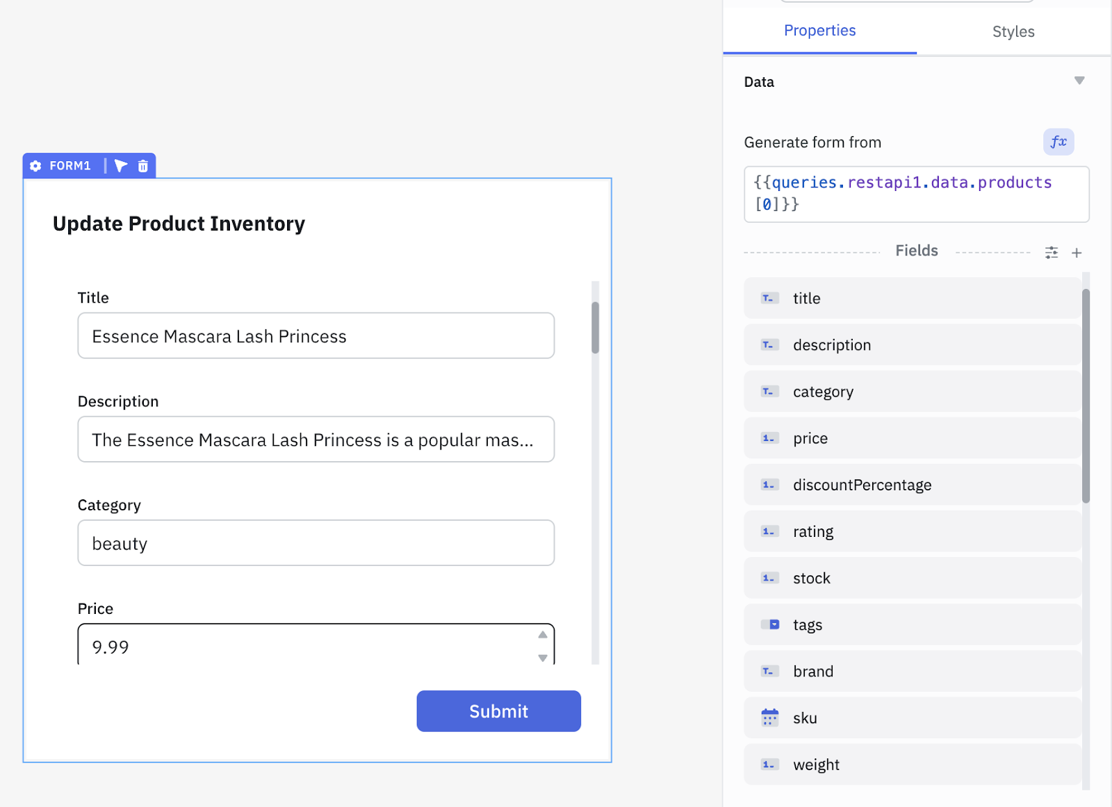 Build form-based apps with a single click