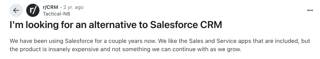 Salesforce alternatives questions